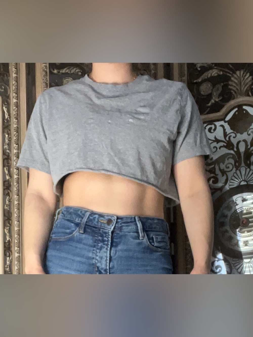 Nike Heather Gray Cropped Tee - Short Sleeve Crop Top